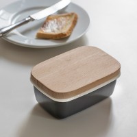 Butter Dish - Charcoal Grey or White & Beech Lid